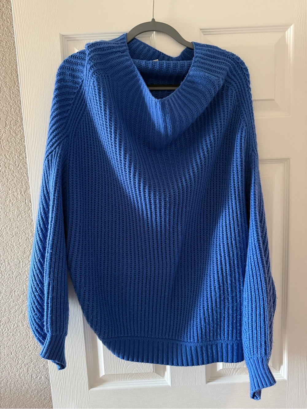 Listicle Ribbed Cowl-Neck Sweater - Royal Blue